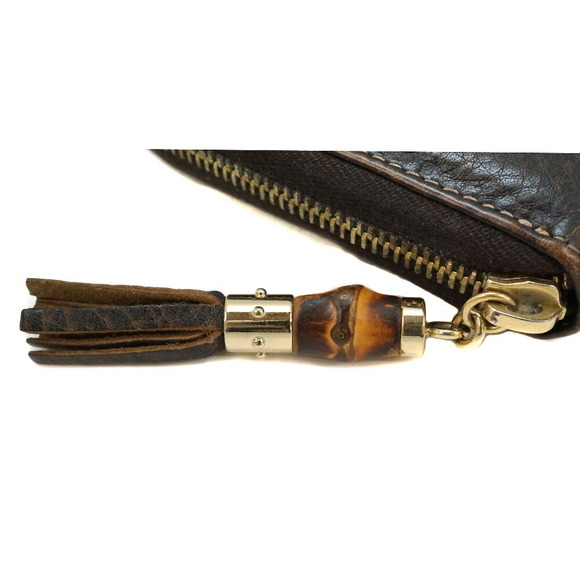 Gucci Zip Long GG Wallet Brown Bamboo Leather - Picture 7 of 12
